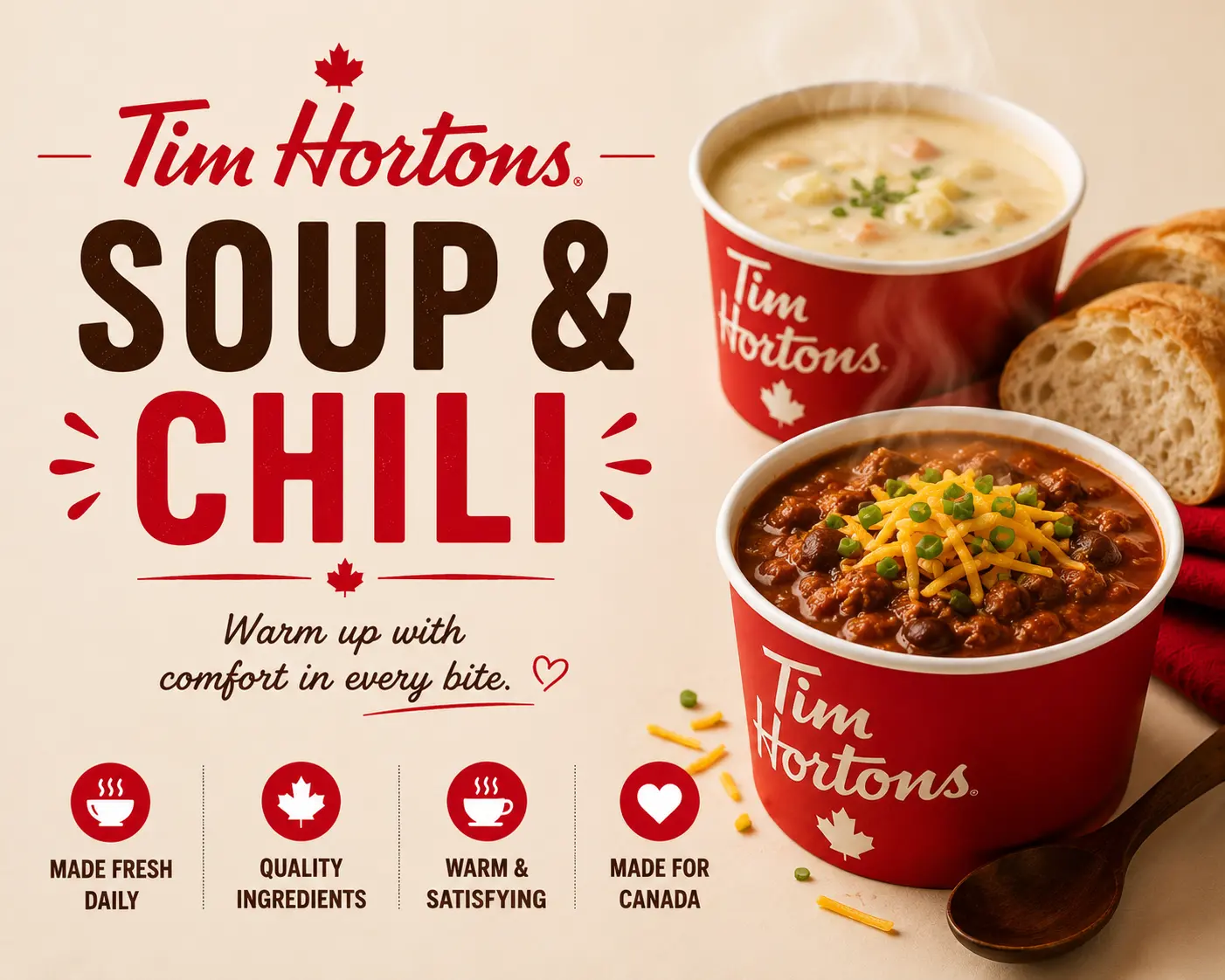 Tim Hortons Soups & Chili Menu Canada