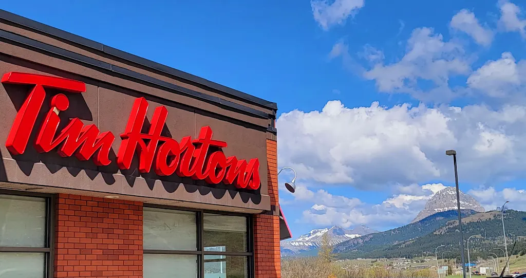 Tim Hortons storefront and interior at 10501 20th Ave, Blairmore, AB
