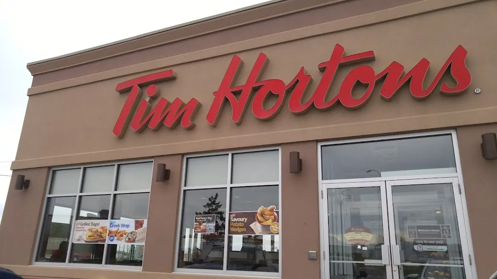 Tim Hortons storefront and interior at 5401 43 Rd St, Bonnyville, AB