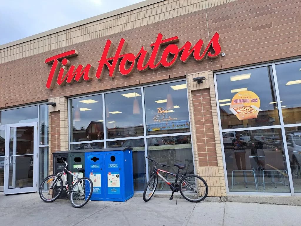 Tim Hortons storefront and interior at 100 Beddington Blvd Ne, Calgary, AB