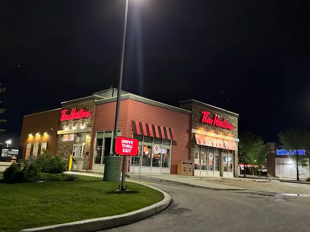 Tim Hortons storefront and interior at 10810 50th St Se, Calgary, AB