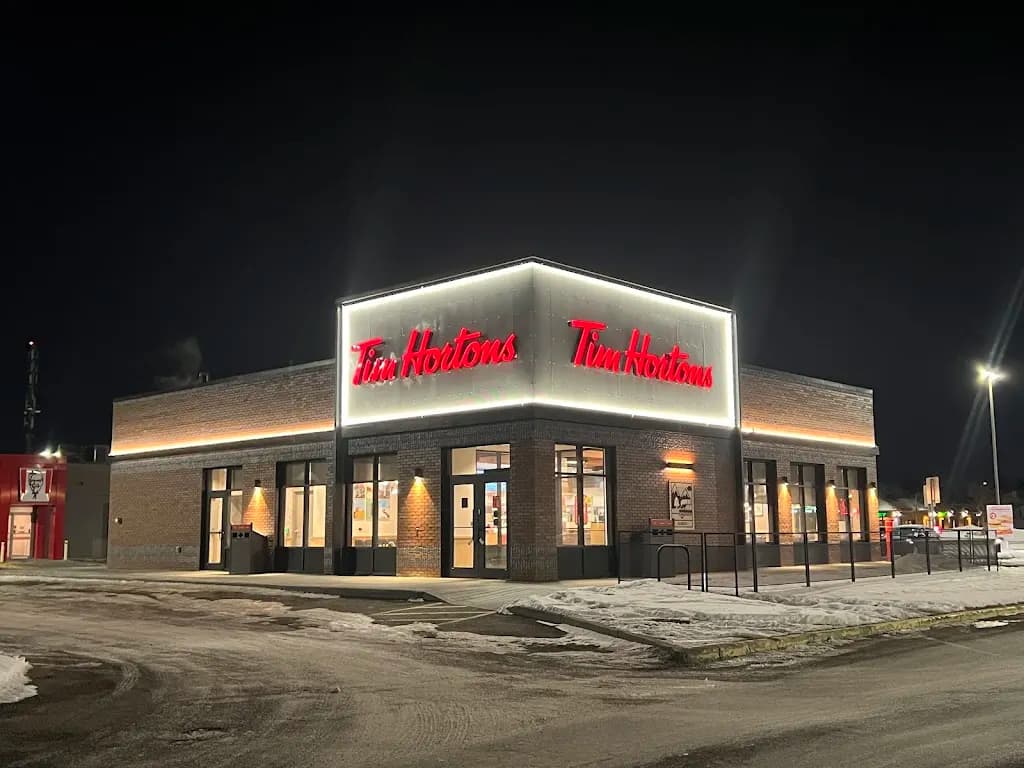 Tim Hortons storefront and interior at 11488 24th Street Se, Calgary, AB