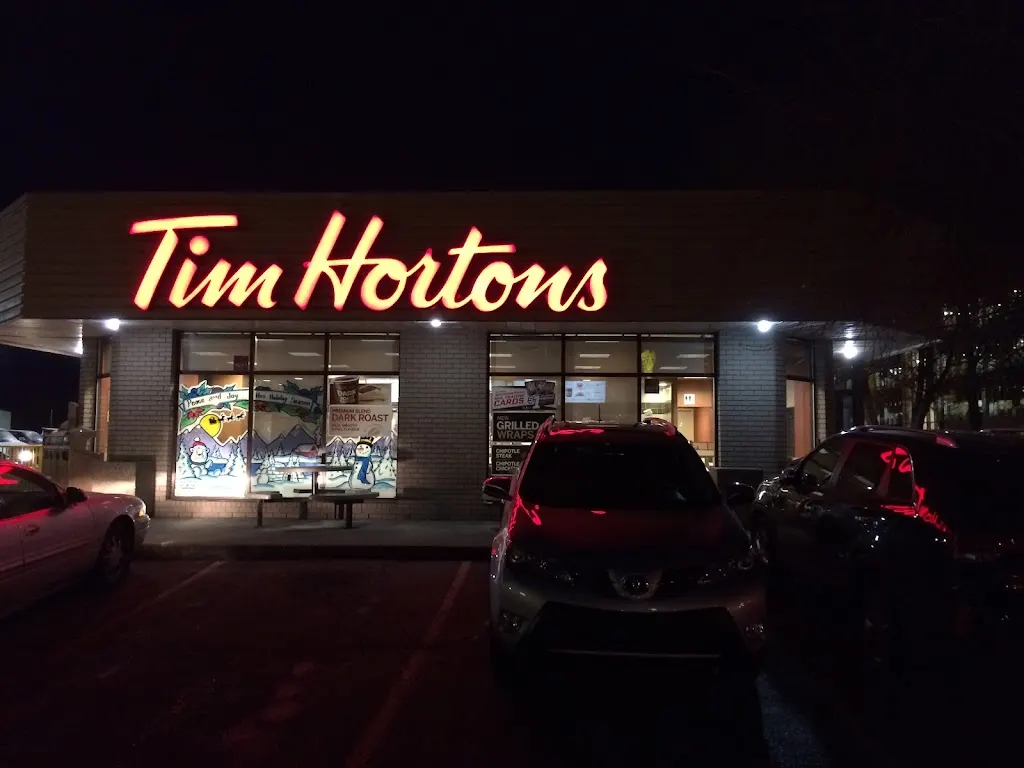Tim Hortons storefront and interior at 444 58th Ave Se, Calgary, AB
