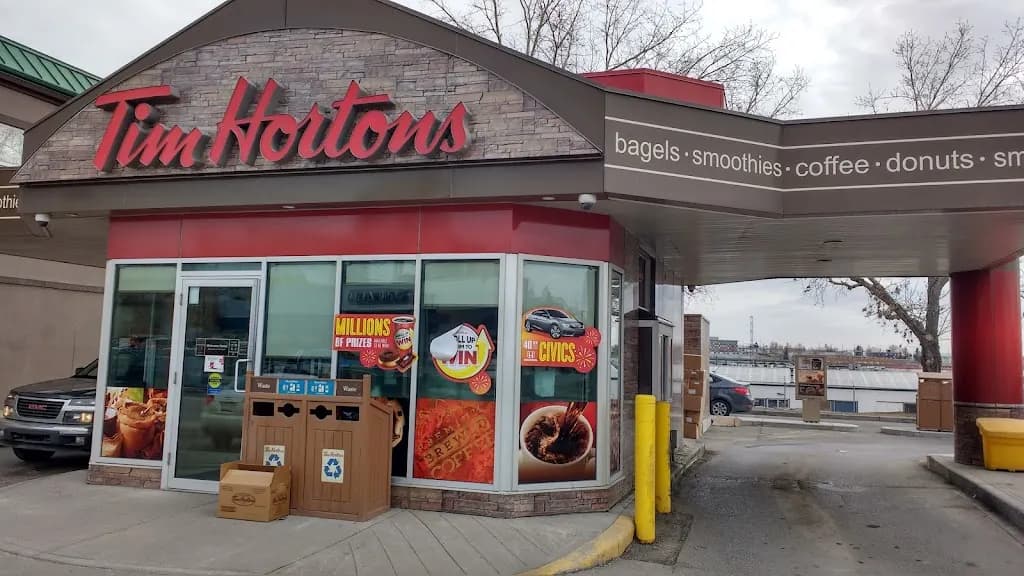 Tim Hortons storefront and interior at 3840 Macleod Trail Se, Calgary, AB