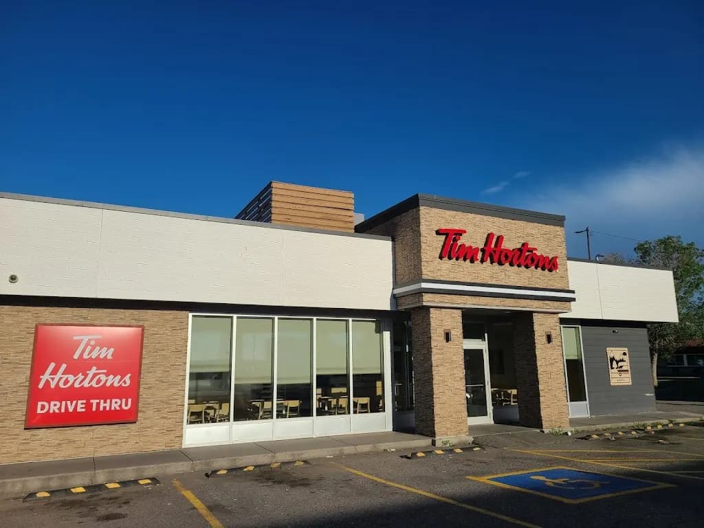 Tim Hortons storefront and interior at 4949 Barlow Trail Se Unit 2, Calgary, AB