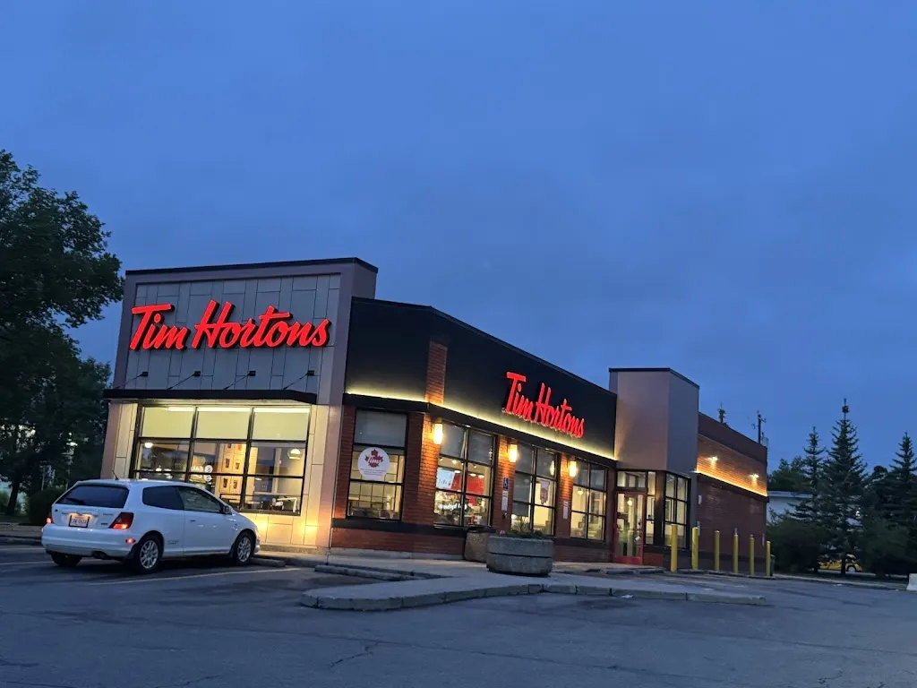 Tim Hortons storefront and interior at 6825 Macleod Trail S, Calgary, AB