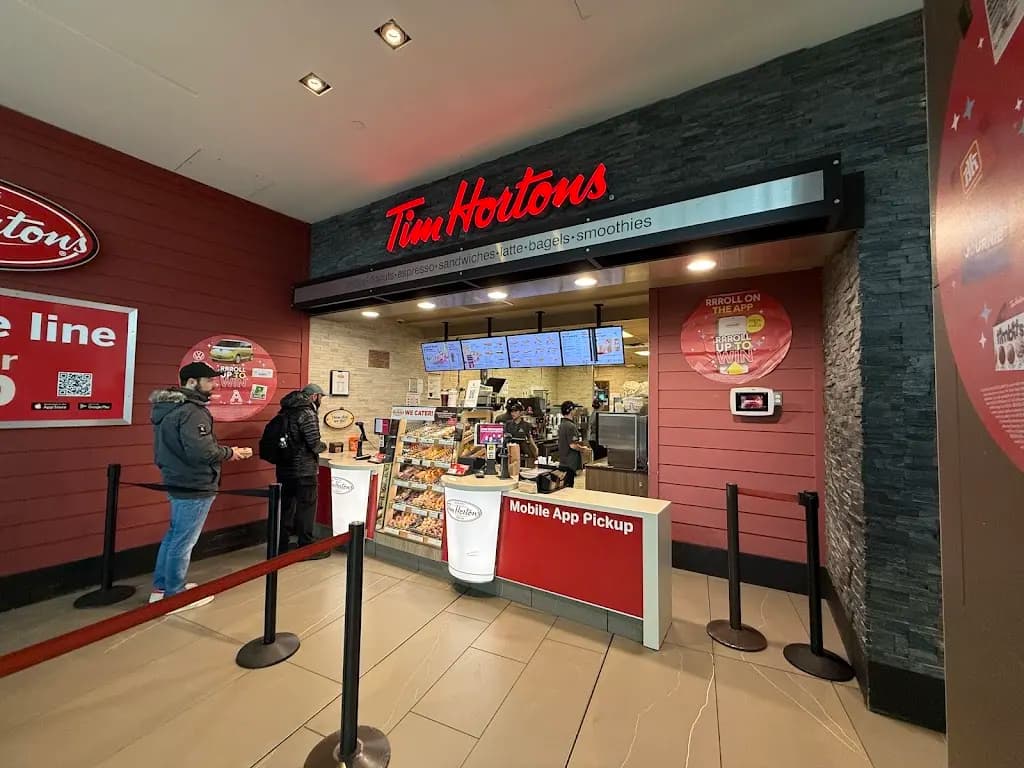 Tim Hortons storefront and interior at Dome Tower, 324 7 Ave Sw, Calgary, AB