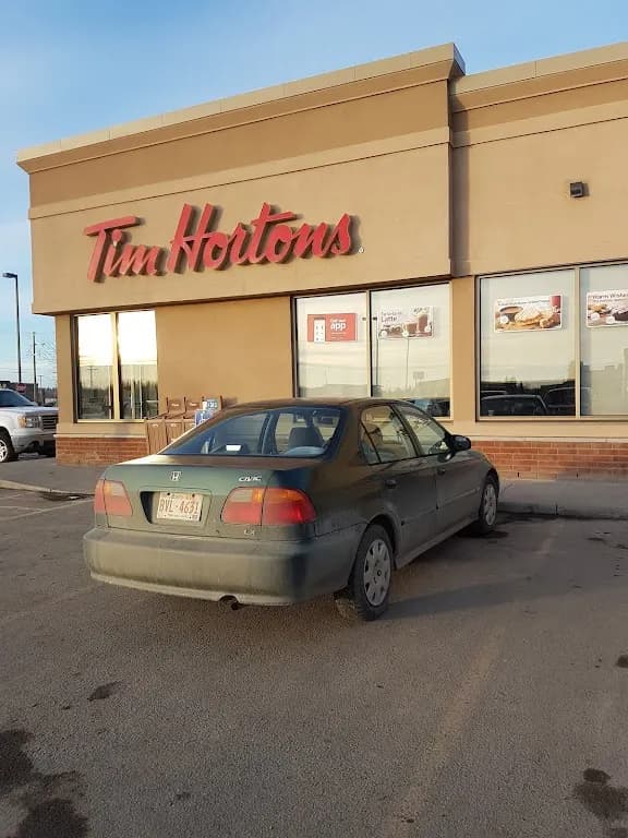 Tim Hortons storefront and interior at 2049 50th St, Drayton Valley, AB
