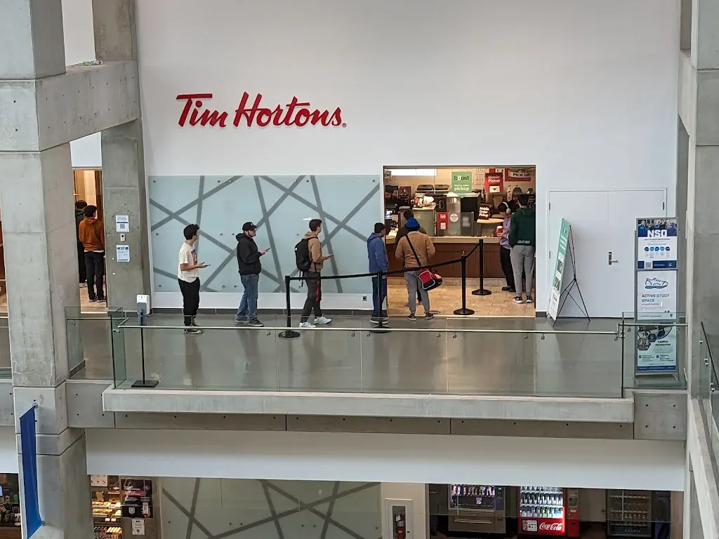 Tim Hortons storefront and interior at 11762 106 St Nw, Edmonton, AB