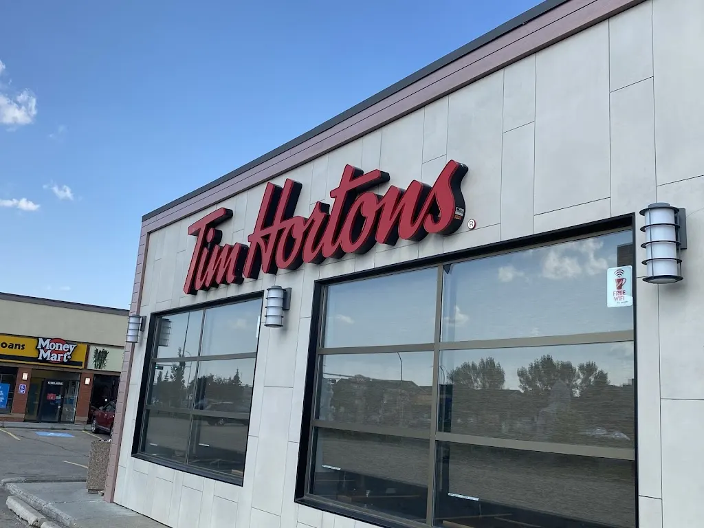 Tim Hortons storefront and interior at 13604 137 Ave, Edmonton, AB