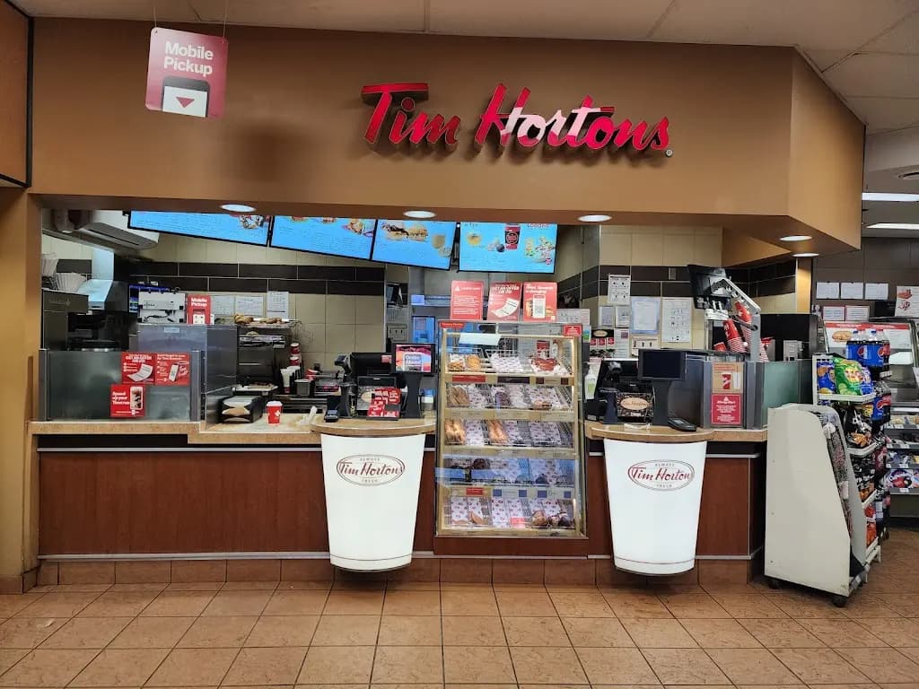 Tim Hortons storefront and interior at 15606 111th Ave Nw, Edmonton, AB