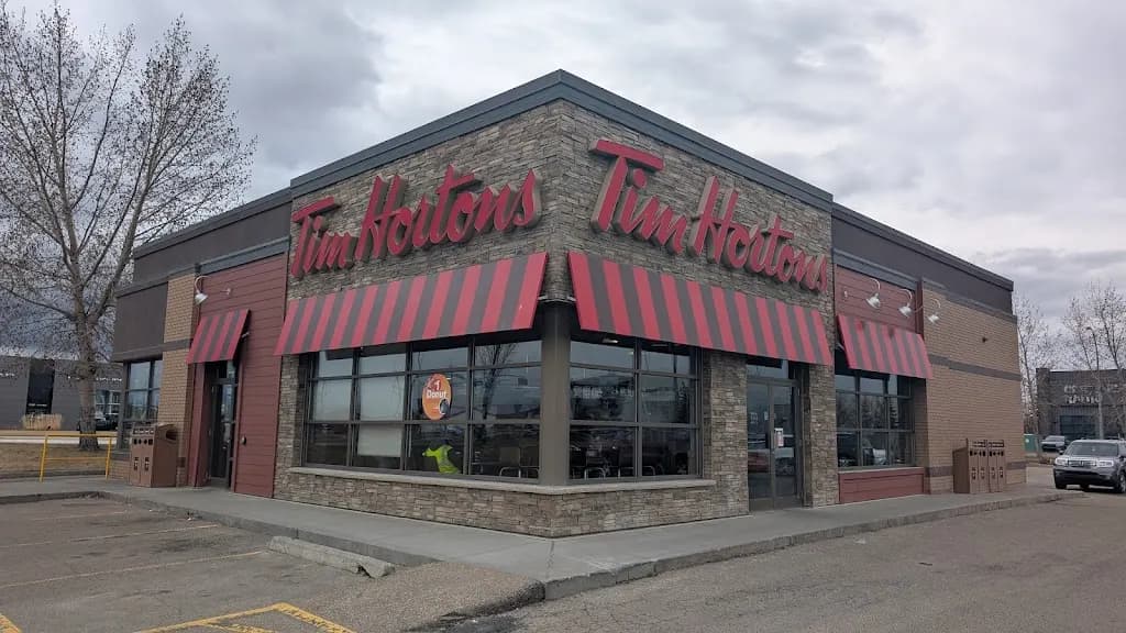 Tim Hortons storefront and interior at 17004 111th Ave, Edmonton, AB