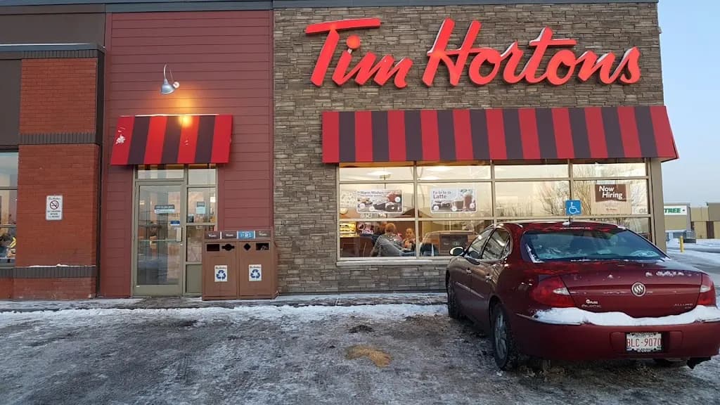 Tim Hortons storefront and interior at 18531 Stony Plain Rd Nw, Edmonton, AB