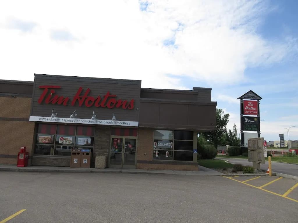 Tim Hortons storefront and interior at 442 Scenic Dr, Lethbridge, AB