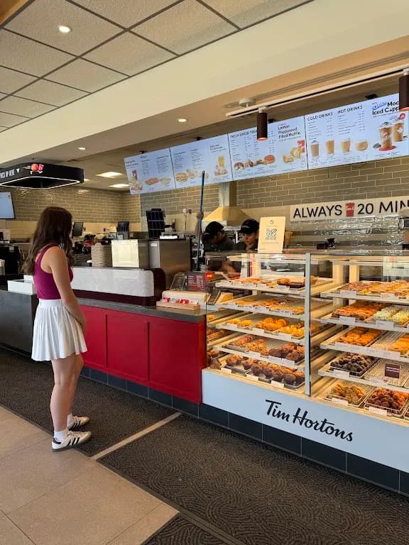 Tim Hortons storefront and interior at 7820 100th Ave, Peace River, AB