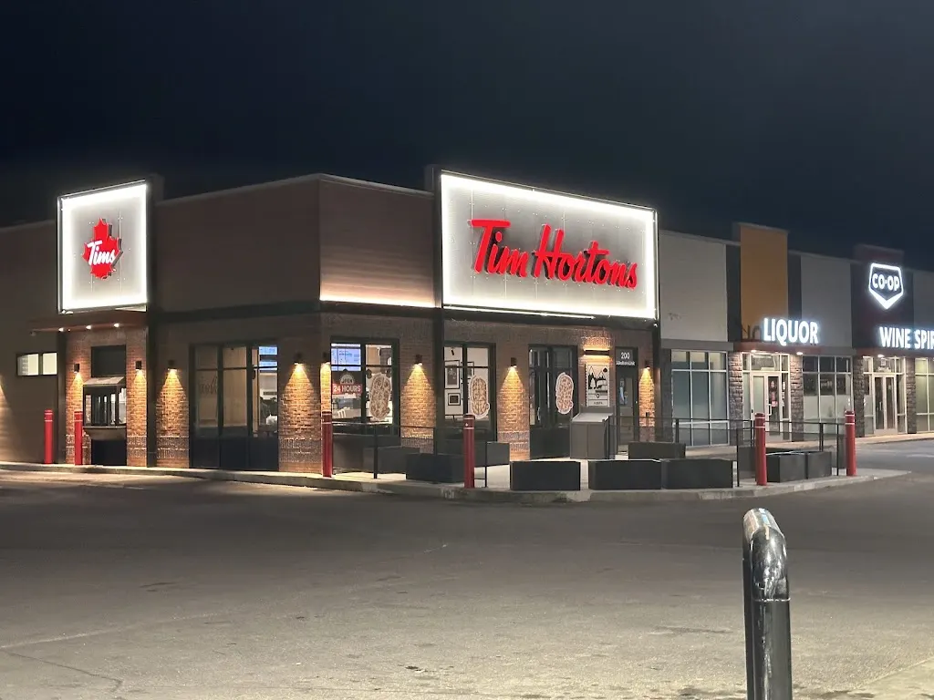 Tim Hortons storefront and interior at 1 Dalton Link, Spruce Grove, AB