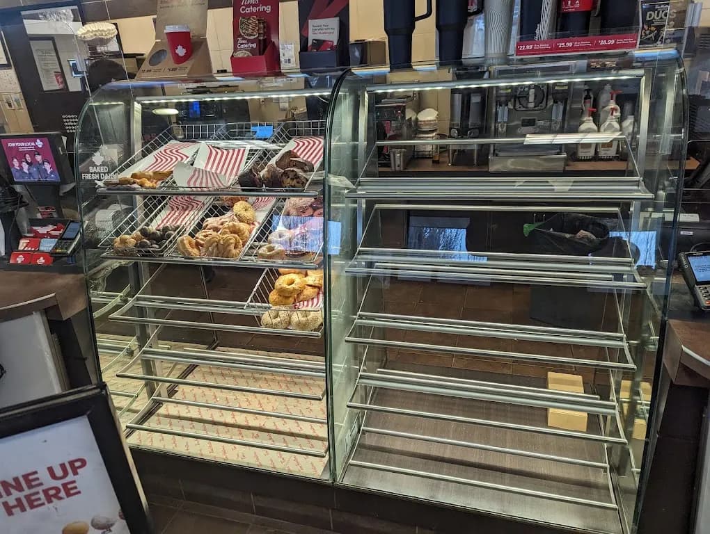 Tim Hortons storefront and interior at 70 Mcleod Ave, Spruce Grove, AB