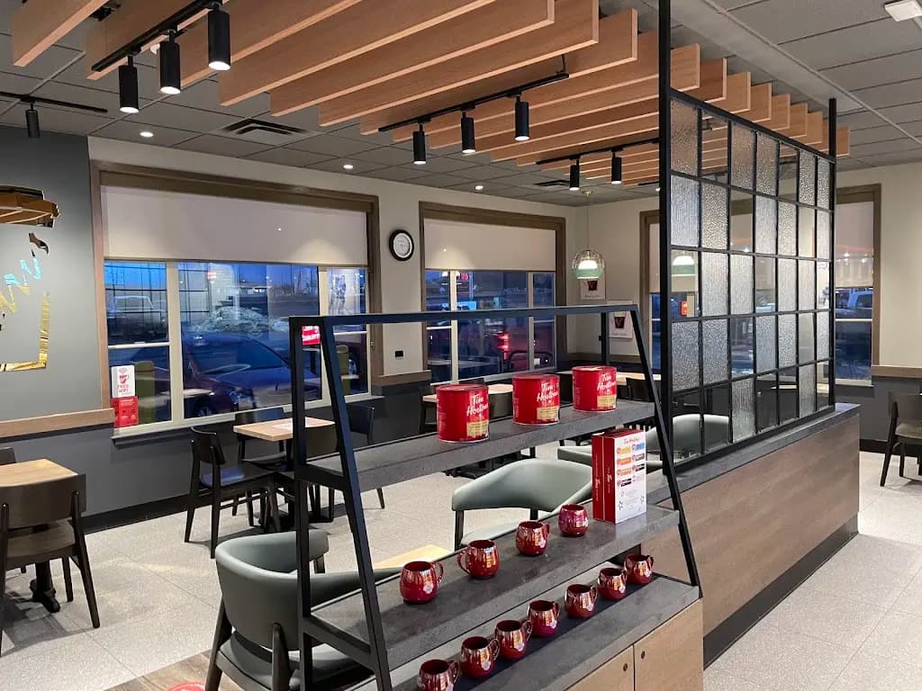 Tim Hortons storefront and interior at 3804 Highway St, Valleyview, AB