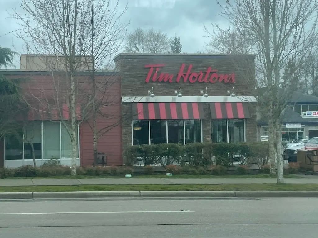 Tim Hortons storefront and interior at 6123 Hastings St, Burnaby, BC