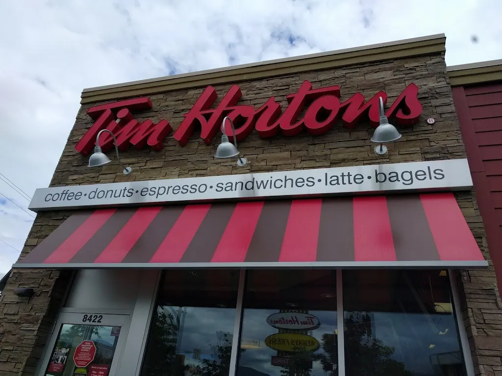 Tim Hortons storefront and interior at 8422 Young Rd, Chilliwack, BC