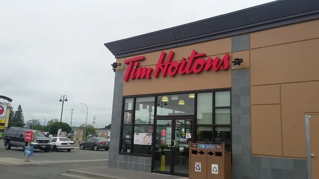 Tim Hortons storefront and interior at 45793 Luckakuck Way, Chilliwack, BC