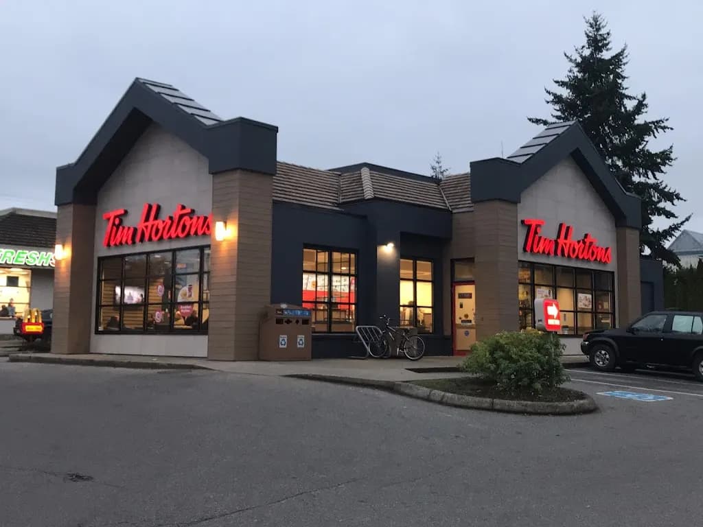 Tim Hortons storefront and interior at 727 Anderton Rd, Comox, BC