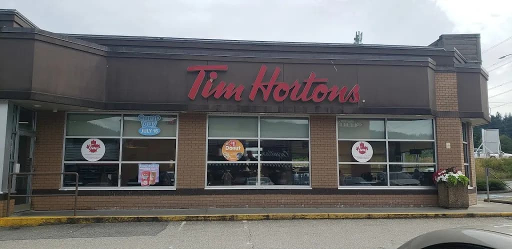 Tim Hortons storefront and interior at 2635 Barnet Hwy, Coquitlam, BC