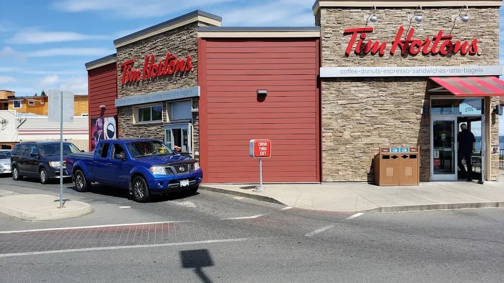 Tim Hortons storefront and interior at 394 Lerwick Rd, Courtenay, BC