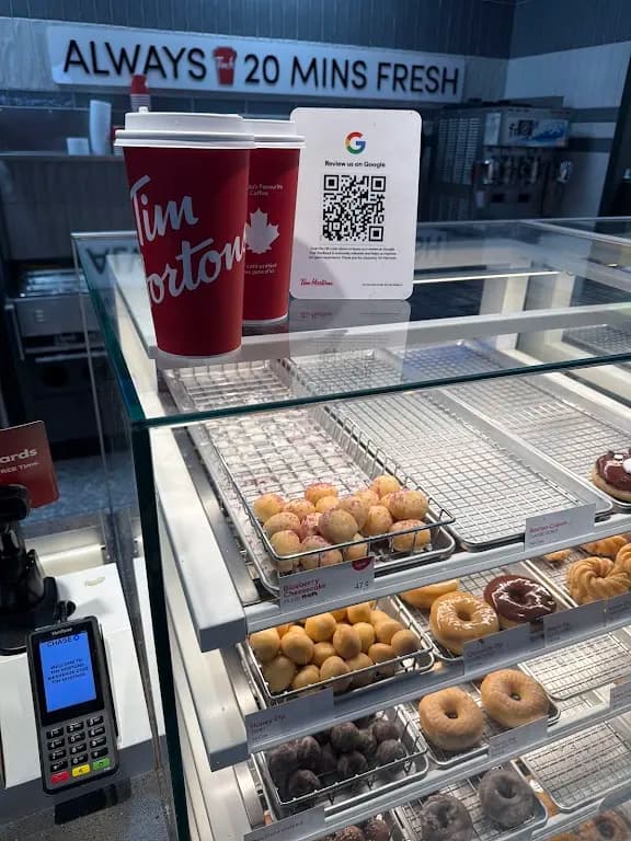 Tim Hortons storefront and interior at 1701 9th Ave, Fernie, BC