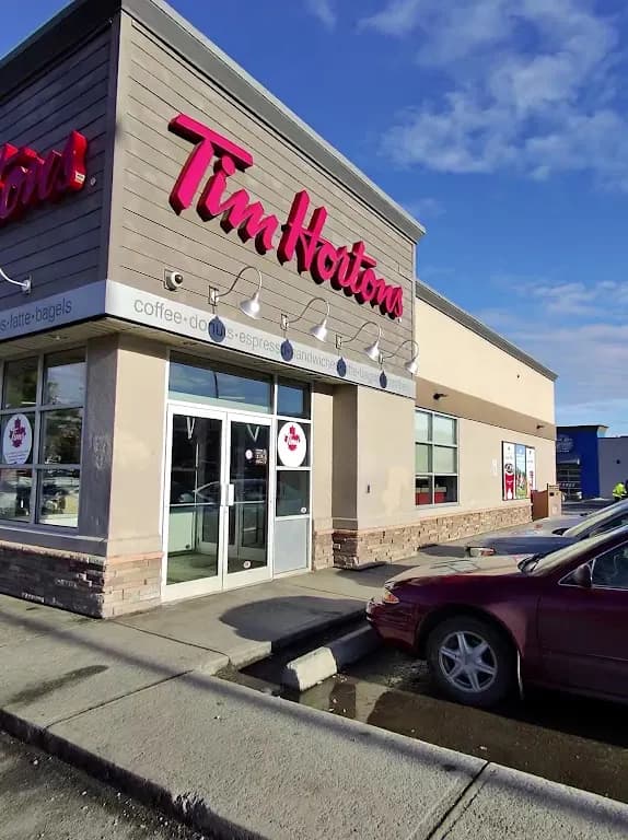 Tim Hortons storefront and interior at 450 Lansdowne St, Kamloops, BC