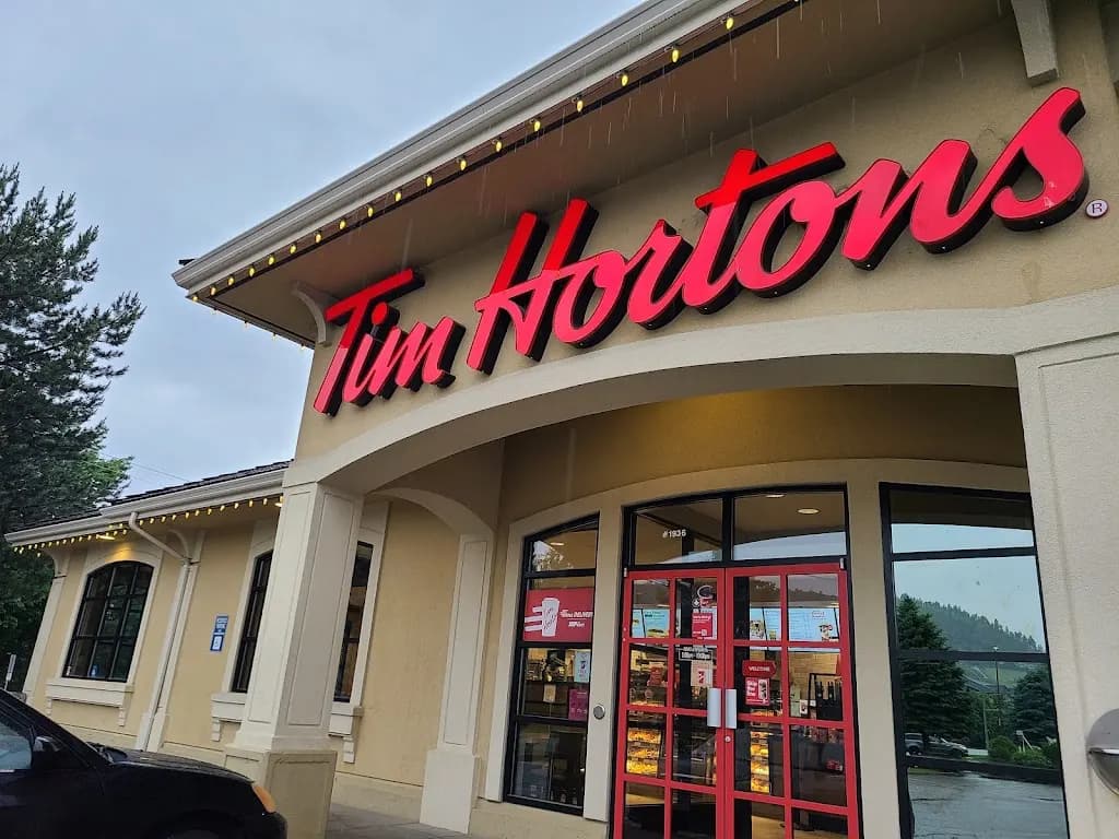 Tim Hortons storefront and interior at 1936 Kane Rd, Kelowna, BC