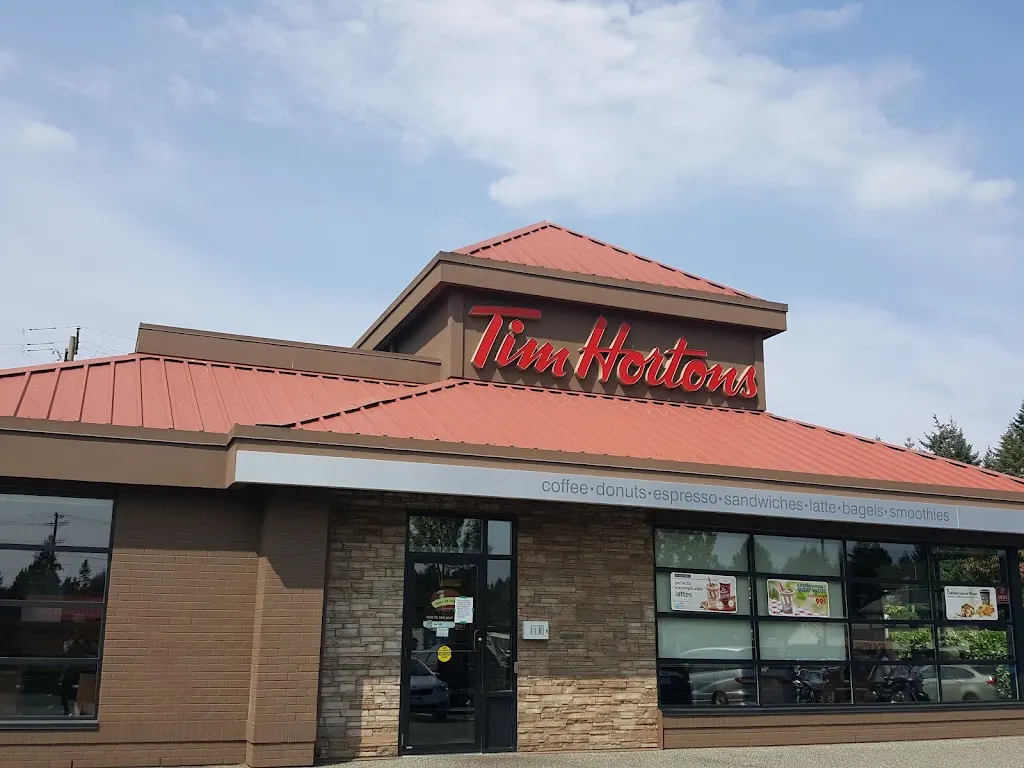 Tim Hortons storefront and interior at 48 Tenth St, Nanaimo, BC