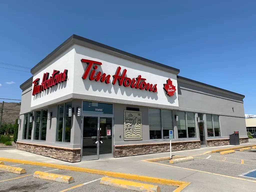 Tim Hortons storefront and interior at 5717 Main St, Oliver, BC