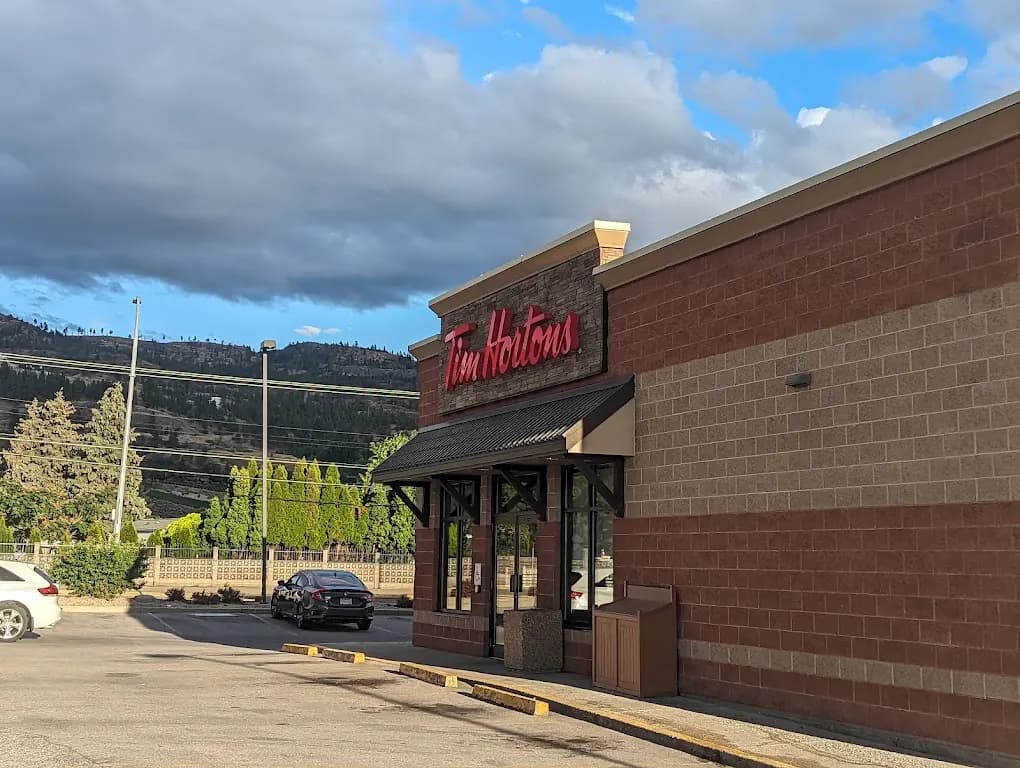 Tim Hortons storefront and interior at 2007 Main St, Penticton, BC