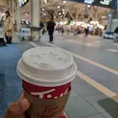 Tim Hortons storefront and interior at 109-5000 Miller Rd, Richmond, BC