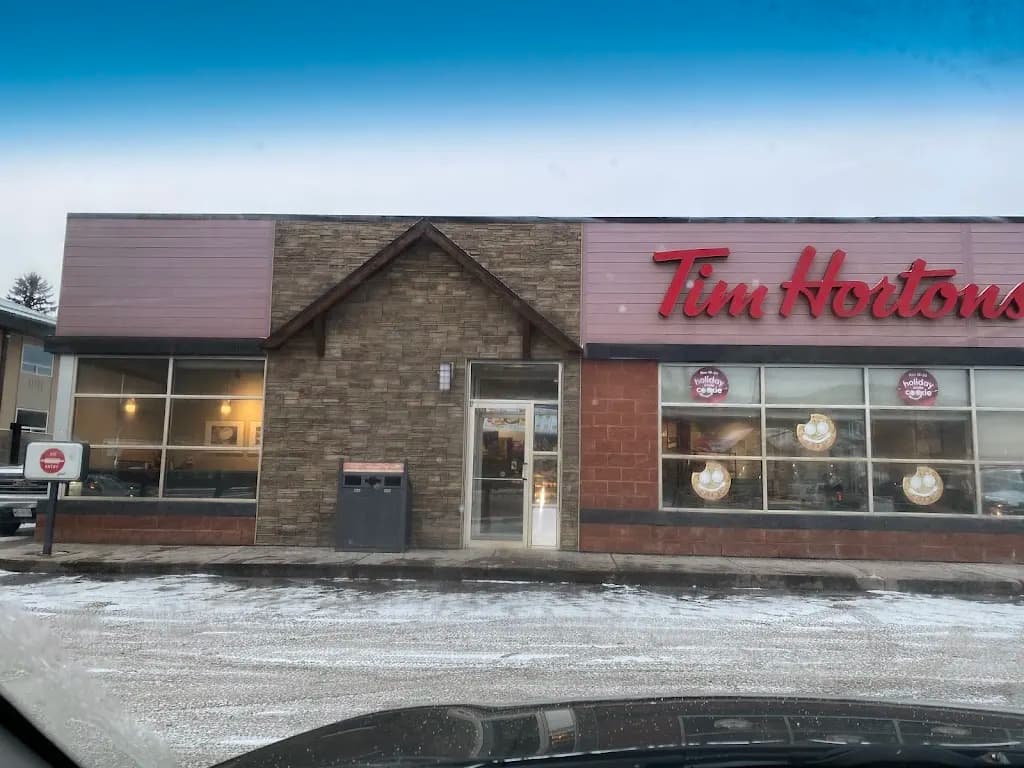 Tim Hortons storefront and interior at 3920 Hwy 16, Smithers, BC