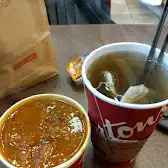 Tim Hortons storefront and interior at 108 West Pender, Vancouver, BC