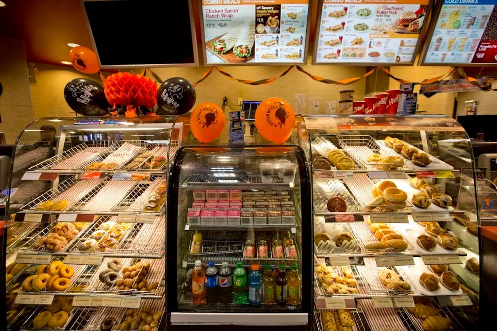 Tim Hortons storefront and interior at 463 Robson St, Vancouver, BC