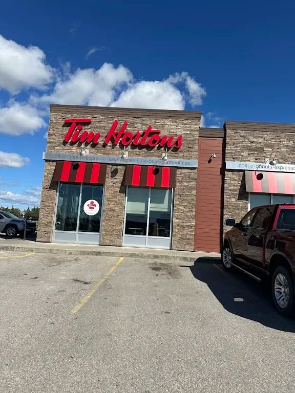 Tim Hortons storefront and interior at 1050 Park Ave, Beausejour, MB