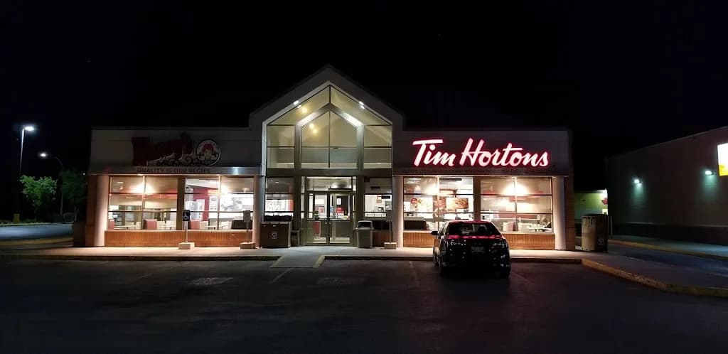 Tim Hortons storefront and interior at 1040 Beaverhill Blvd, Winnipeg, MB