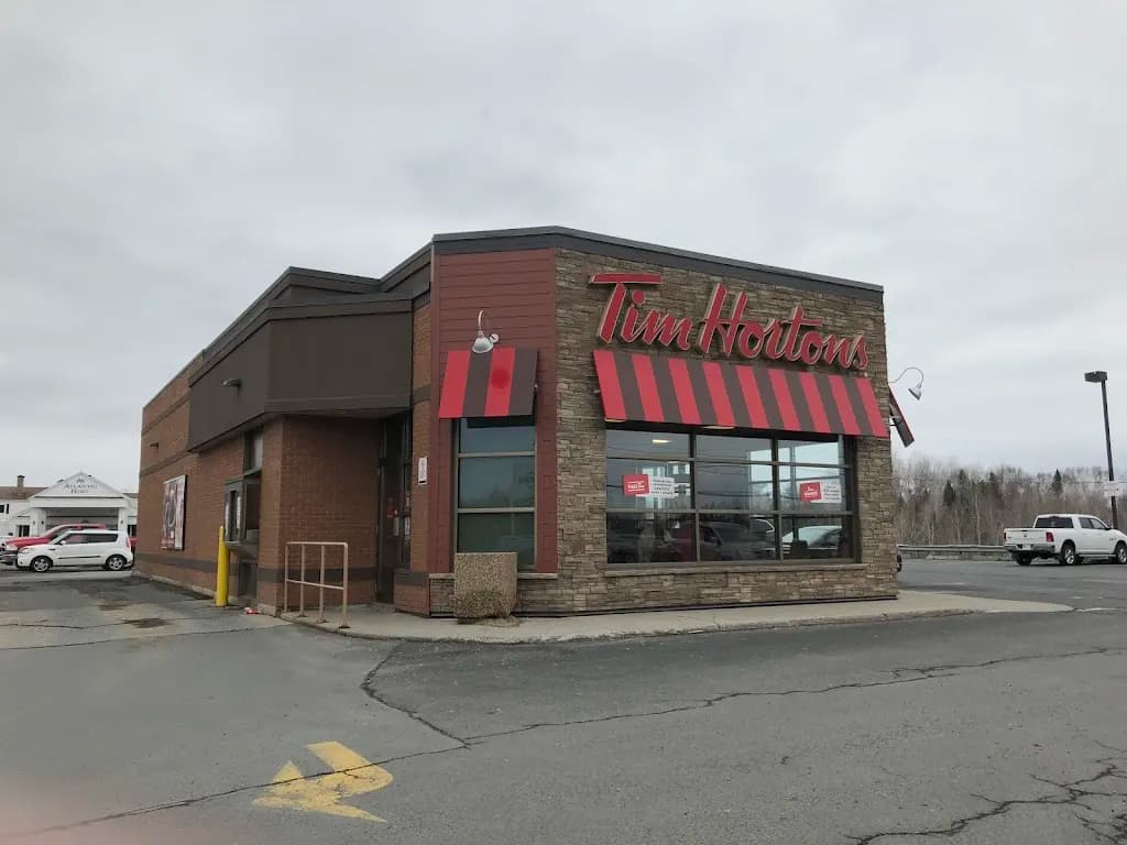 Tim Hortons storefront and interior at 1420 Vanier Blvd, Bathurst, NB