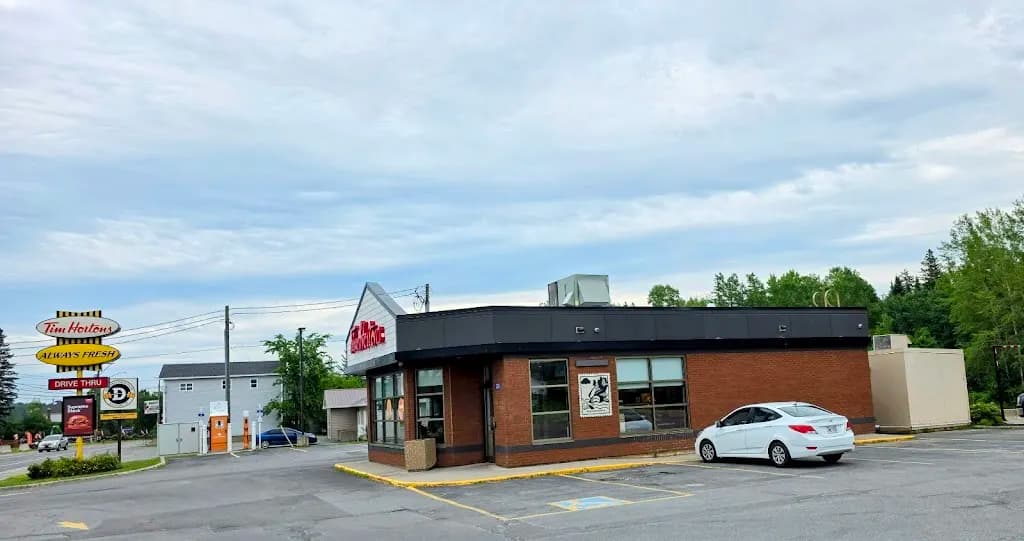 Tim Hortons storefront and interior at 300 Main St, Doaktown, NB