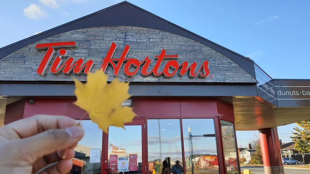Tim Hortons storefront and interior at 2 Hub Lane, Moncton, NB