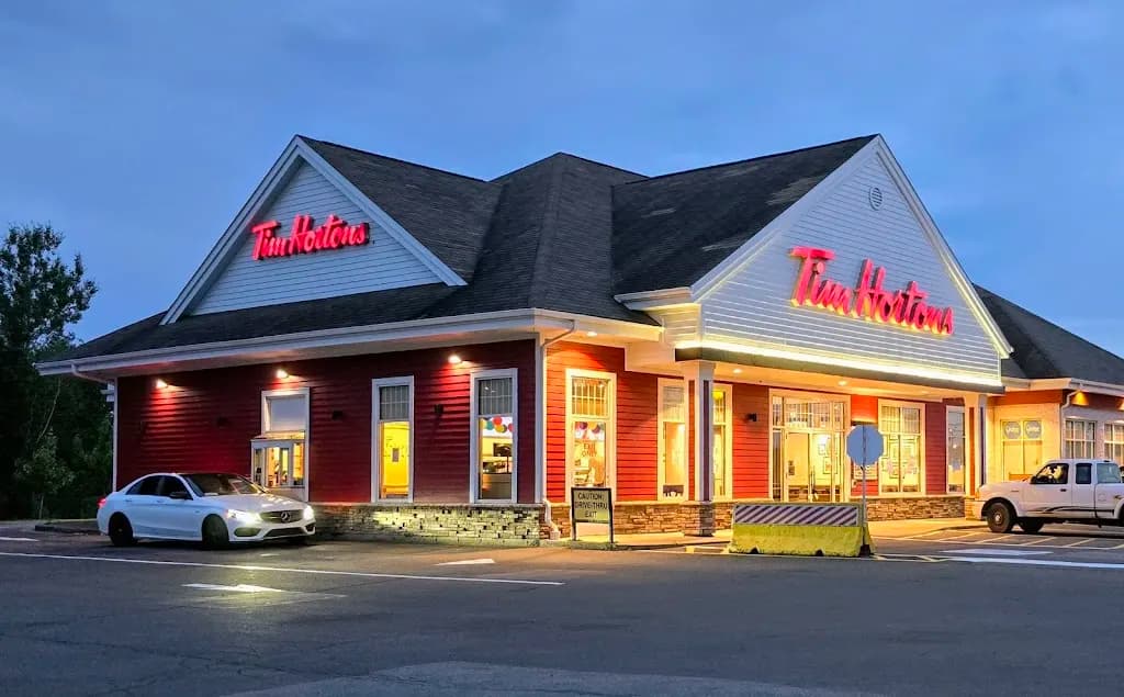 Tim Hortons storefront and interior at 151 Horseman Rd, Moncton, NB