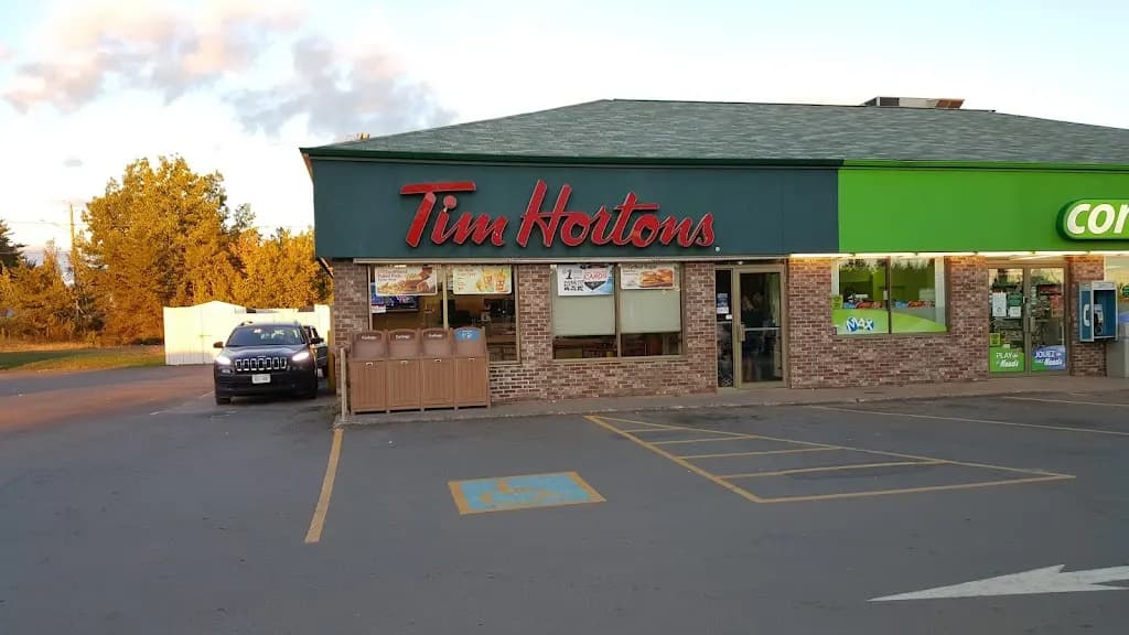 Tim Hortons storefront and interior at 500 Pinewood Rd, Riverview, NB