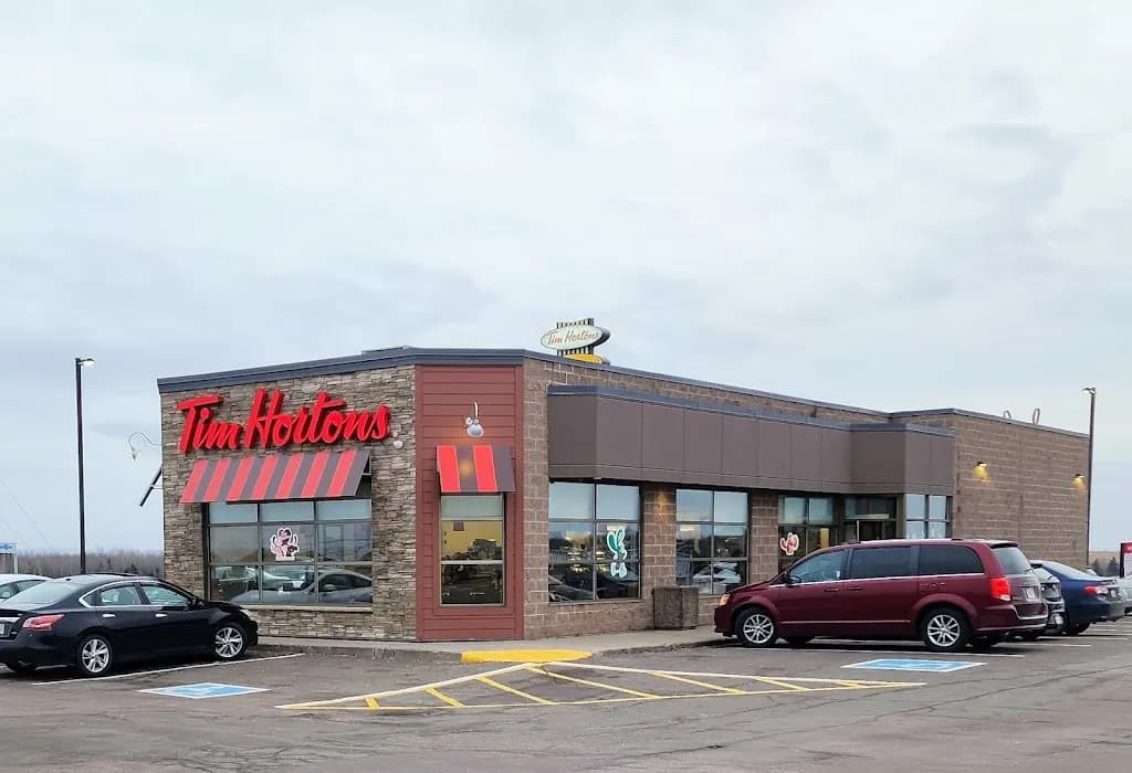 Tim Hortons storefront and interior at 2980 Fredericton Rd, Salisbury, NB