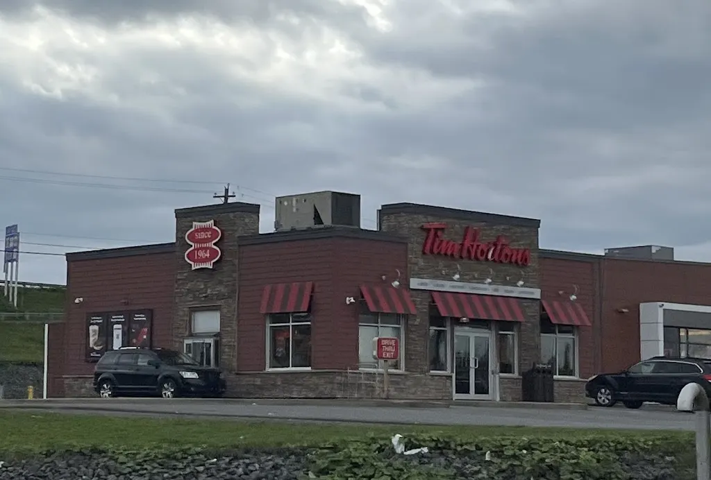 Tim Hortons storefront and interior at 124 Beech Hill Rd, Antigonish, NS