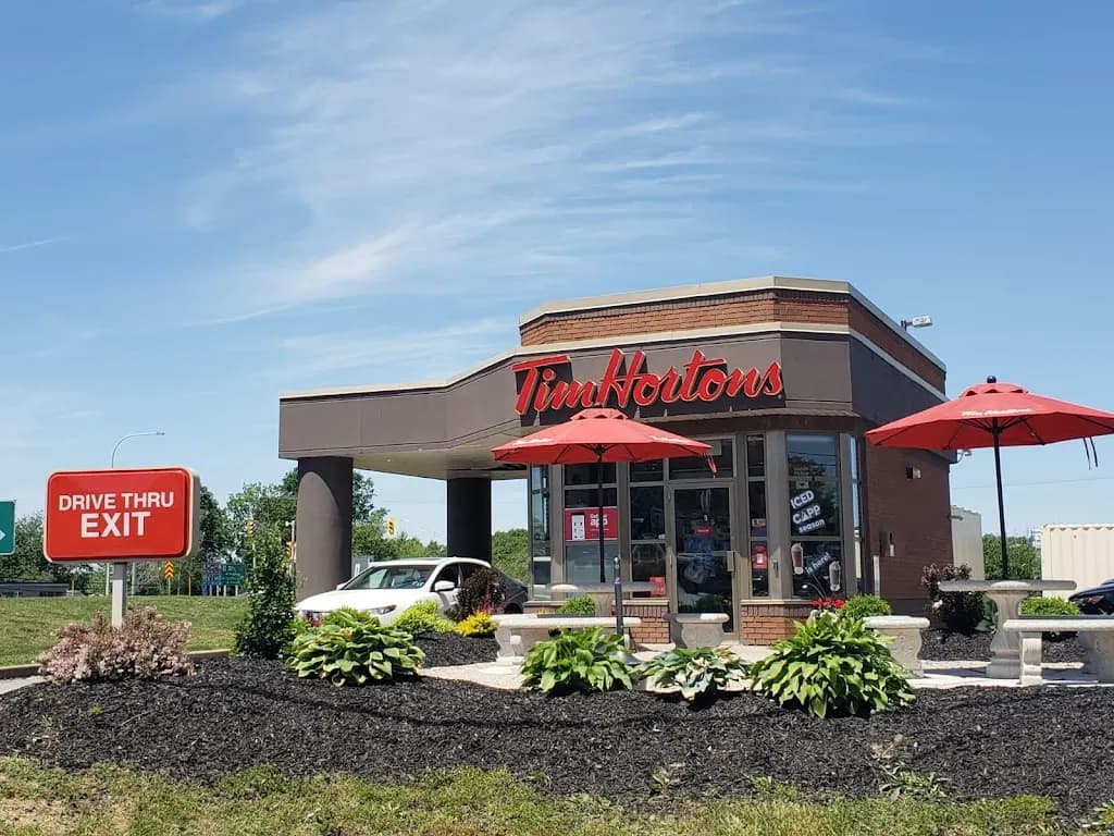 Tim Hortons storefront and interior at 9 Maccullough Rd, Bridgewater, NS