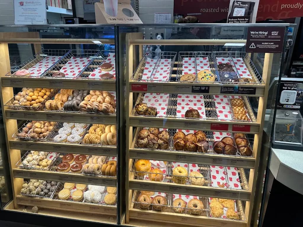 Tim Hortons storefront and interior at 7210 Hwy #1, Coldbrook, NS