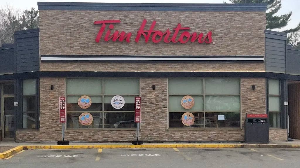 Tim Hortons storefront and interior at 85 Ohio Rd, Shelburne, NS